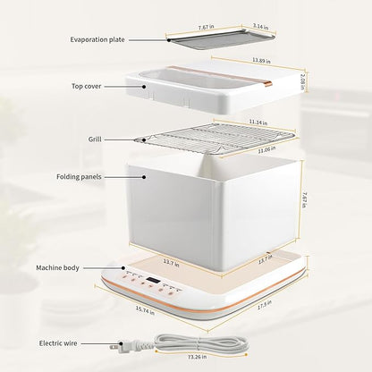 Folding Bread Proofing Box &Slow Cooker 0-120℃ Temp Control &10H Timer Designed for Home Baking Suitable for Bread Fermentation,Bread Baking,Pizza,Yogurt,Chocolate Tempering,Stews,Tea