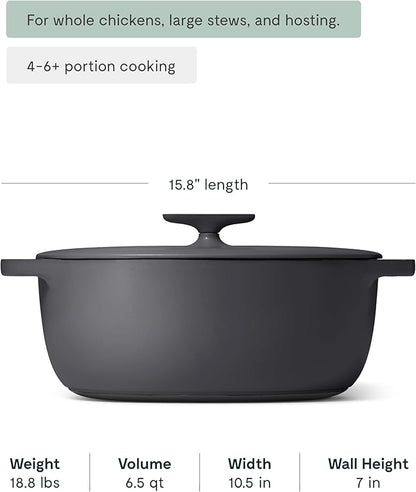 Caraway Enameled Cast Iron Dutch Oven - 8qt Dutch Oven With Lid - 3 Layer Enamel Coating - No Seasoning Required - Compatible With All Stovetops - Oven Safe - No Forever Chemicals - Charcoal