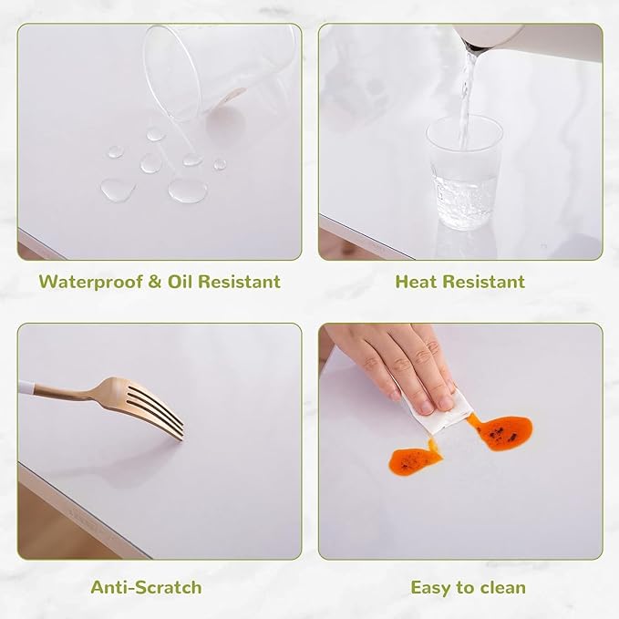 30x46 inch Plastic Table Cover, 1.5mm Thick Vinyl Table Protector, Desk Mat