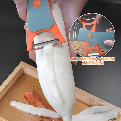 2 In 1 Fruit Peeler,Peeling and shredding Vegetables Potato Vegetable Peeler Carbon Steel Blade,Multi Function Stainless Steel Vegetable Peeler with Straight and Serrated Blades (2PCS-A)