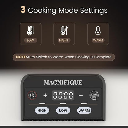 4 Quart Casserole Programmable Slow Cooker with Ceramic Baking Dish - Perfect Kitchen Small Appliance for Family Dinners, Oven Safe and Durable Bakeware for Lasagna, Roasts (White)