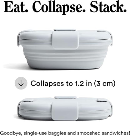STOJO Collapsible Sandwich Box – 24oz, Reusable Food Storage Container, Silicone Bowl for Hot/Cold Food – Meal Prep, Lunch, Camping, Hiking – Dishwasher Safe (Set of 1, Cashmere)
