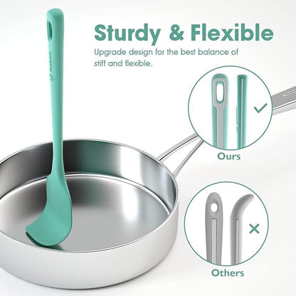 4 Pieces Silicone Spatula Set, Food Grade Rubber Spatula, Upgrade Strong Handle with Ergonomic Grip, Heat Resistant for Nonstick Cookware, Cooking