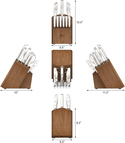 Cangshan Alps Series German Steel Forged 17-Piece Knife Block Set, Acacia (White)