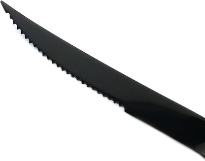 5-Piece 18/10 Stainless Steel Serrated Steak Knife Flatware Set, Mirror Polishing Black, Service for 1