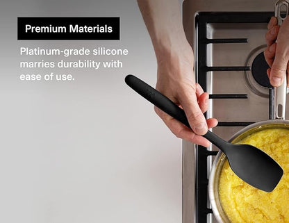 Misen Spoontula - Dishwasher Safe, Heat resistance, Nonstick Safe - Professional-Grade Versatile Kitchen Tool for Stirring, Spponging, Folding and Flipping - 4 Tools in One - Built to Last - Black