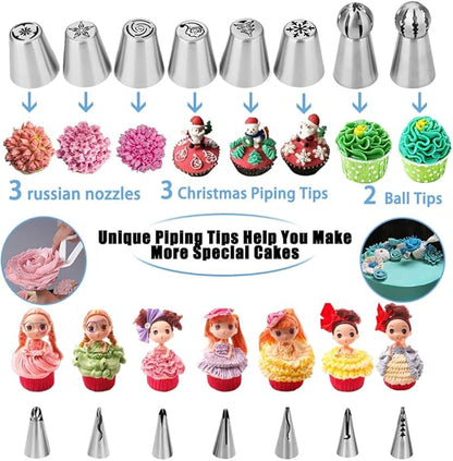 Cake Decorating Kit, 672 Pcs Cake Decorating Supplies With Cake Carrier Holder Springform Pan Sets 3-Layer Toolbox Organizer Icing Piping Nozzles Cake Rotating Turntabl Baking Supplies Set Tools