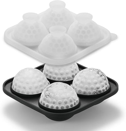 Novelty Golf Gifts Ball Ice Maker Mold, 2.2" Large Sphere Round Ice Cube Mold for Cocktails, Whiskey, Bourbon Chilling, 4 Hole Fun Shapes Big Silicone Circle Ice Cube Trays