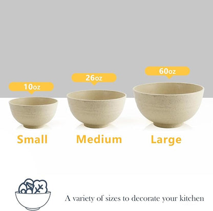Homienly 10 OZ Dessert Bowls Wheat Straw Small Bowls Reusable Kids Bowl Mini Bowl for Ice Cream, Side Dishes, Fruit, Snack, Portion Control Unbreakable Lightweight Bowl Set, Microwave Safe (Beige)