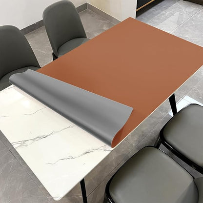 Leather Table Cover,1.8mm Thick,42x96 Inch Table Protector,Table Protector for Dining Room Table,Dining Table Cover,Table Cover Protector.(Brown+Gray,42x96)