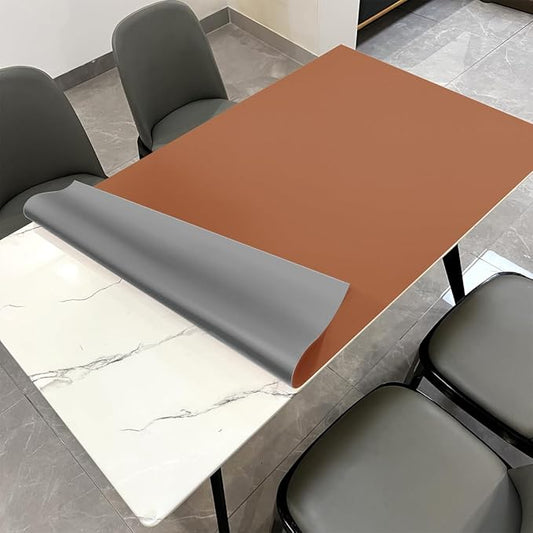 Leather Table Cover,1.8mm Thick,36x60 Inch Table Protector,Table Protector for Dining Room Table,Dining Table Cover,Table Cover Protector,Kitchen Table Protector(Brown+Gray,36x60)