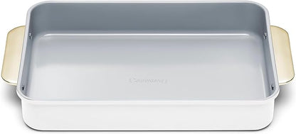 Caraway Non-Stick Ceramic 9”x13” Rectangle Pan - Naturally Slick Ceramic Coating - Non-Toxic, PTFE & PFOA Free - Perfect for Brownies, Lasagnas, and More - White