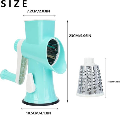 Rotary Cheese Grater with Handle-Versatile Cheese Grater Non-Slip Suction Base,Cheese Shredder & Food Slicer for Cheese,Carrots, Cucumbers,Nuts-Compact & Easy Clean Kitchen Kitchen Tool (blue)