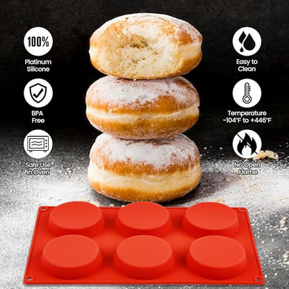 CAKETIME Silicone Egg Molds, 3 Inch Muffin Top Pan 4 Pack Nonstick for Baking English Muffin, Whoopie Pie, Corn Bread, Egg bite, Breakfast Sandwiches
