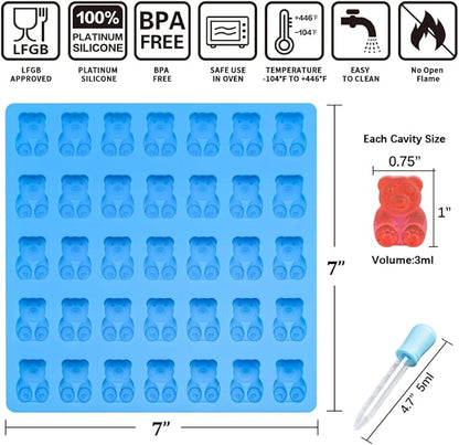 CAKETIME Gummy Bear Molds Candy Molds - 1 Inch Gummy Molds Bear Large Chocolate Molds Silicone 4 Pack LFGB Pinch Test Approved Best Food Grade Silicone