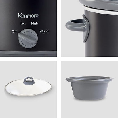 Kenmore 5 Quart Slow Cooker - Crock pot with Programmable Settings,Digital Controls, Large Capacity for Family Meals, Dishwasher-Safe Stoneware, Warm Rice & Sous Vide Stew