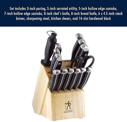 HENCKELS Premium Quality 15-Piece Knife Set with Block, Razor-Sharp, German Engineered Knife Informed by over 100 Years of Masterful Knife Making, Lightweight and Strong, Dishwasher Safe