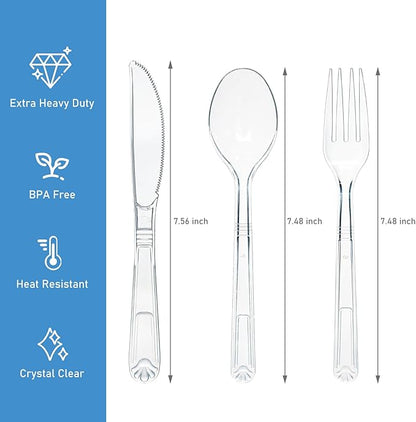 EcoDispose 72 Pcs Extra Heavy Duty Plastic Silverware Set, Disposable Utensils includes 24 Knives, 24 Forks and 24 Spoons