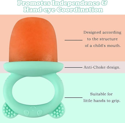 HUAKENER Mini Popsicle Molds, Silicone Popsicle Mold for Toddlers, 6-Cavity Ice Pop Molds with Handle for Making Healthy Baby Food, Breastmilk Popsicle (Green)