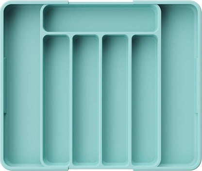 Kitsure Cutlery Drawer Organiser for Kitchen - Adjustable Cutlery Tray for Effortless Utensil Sorting, Versatile Kitchen Storage & Organisation Solution, 12.13" x 1.54" x 8.07"~13.90", Green