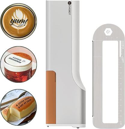 Handheld Food PrintPen Portable Mini Coffee PrintPen Latte Art Macaron Cookie DIY Design, Bluetooth 4.2-1PCS Black Color