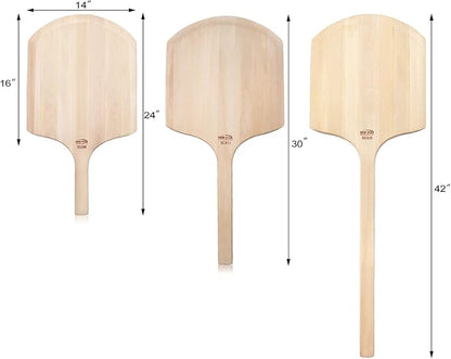 New Star Foodservice 50295 Restaurant-Grade Wooden Pizza Peel, 16" L x 14" W Plate, with 10" L Wooden Handle, 24" Overall Length