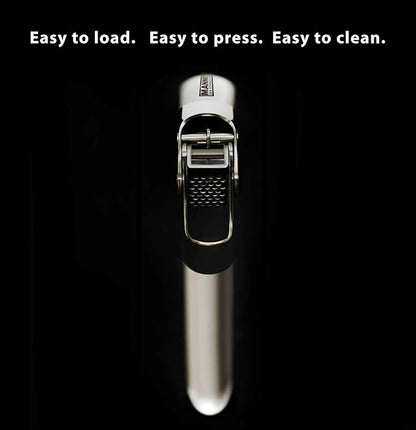 MANNKITCHEN Stainless Steel Garlic Press, Heavy Duty Professional Grade Double Lever-Assisted Garlic Mincer with High Capacity Reservoir - Easy to Clean and Rust Free Garlic Crusher