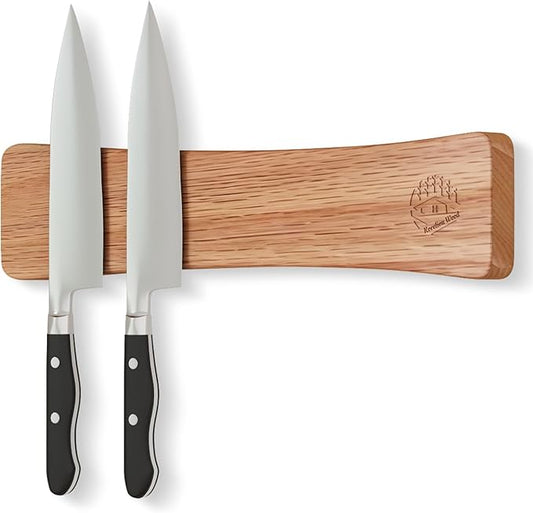 Knife Magnetic Strip, 10 Inch Solid Oak Magnetic Knife Holder for Wall with N52 Strong Magnets, Premium Magnetic Knife Strip Organizer for Kitchen Knives, Utensils & Tools