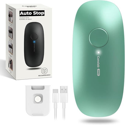 Canslab Ultrablade PRO Auto Stop Can Opener - Rechargeable Electric Can Opener for Kitchen for Seniors with Arthritis - One Touch Side Cut Opener, Smooth Edge, Handfree, Wall Mounted Small Size, Green