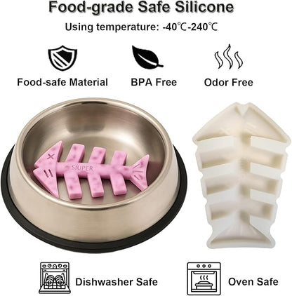 7.5IN Big Fish Bone Dog Cat Treat Mold 1 Pack, DIY Flavors for Puppy. Food Safe Silicone for Oven. Large Ice Cube Mold for Pet Chew, Cooling. Pets Birthday Cake Baking. Fun Gift for Dog Lover