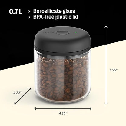 Fellow Atmos Electric Vacuum Canister & Storage Container - Airtight Coffee & Food Storage Containers - Coffee Containers - (Clear Glass, 0.7 Liter)