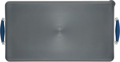 Anolon Advanced Home Hard Anodized Nonstick Double Burner/Flat Grill/Griddle Rack, 10 Inch x 18 Inch, Indigo
