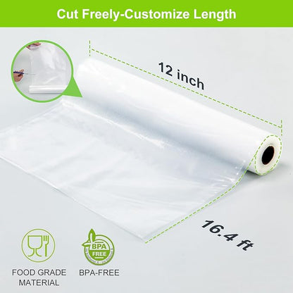 MAGIC SEAL Vacuum Sealer Bags, 3 Rolls 12’’ × 16.4’ Textured Vac Seal Bags for Food Storage, Sous Vide and Meal Prep, BPA Free, Commercial Grade - NOT Work with MAGIC SEAL MS175 Vac Sealers
