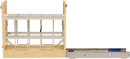 Rev-A-Shelf 8" Wooden Pullout Shelf Bakeware Organizer for Base Kitchen Cabinets with Soft Close and 100 Pound Ball-Bearings, 447-BCBBSC-8C
