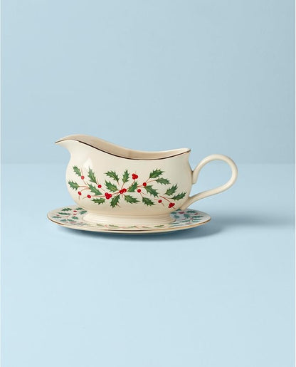 Lenox 843318 Holiday Gravy Boat and Stand, Christmas Hosting