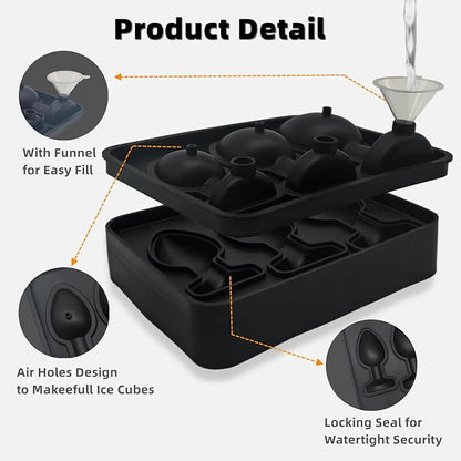 Adult Ice Cube Mold, Novelty Ices Cube mold Fun Shapes with Lid, Ice Maker for Whiskey,Cocktails,Party（Black）