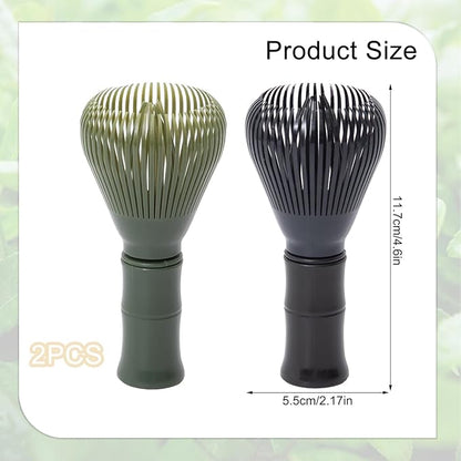 Resin Matcha Whisk Traditional Japanese Chasen Matcha Tea Whisk Gifts for Tea Lovers Reusable Plastic Matcha Whisk for Authentic Tea Preparation (Black+Green)