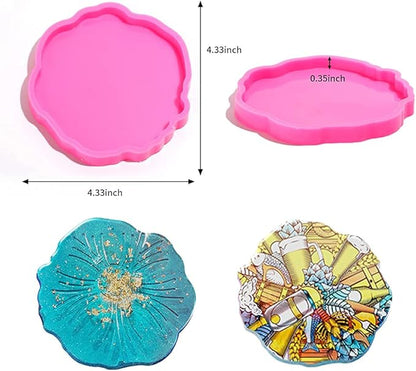 Coaster Resin Epoxy Molds for Casting Irregular Wave Shape Silicone Geode for Making Cup Mats Agate Coaster Mold Wine Glass Holder Home Decor DIY Craft Project