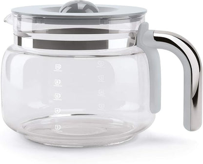 Smeg 50's Retro Style Aesthetic Drip Coffee Machine with 10 Cup Glass Carafe, Auto Start Feature, Keep Warm Plate, and Two Coffee Strength Settings (Pastel Blue)