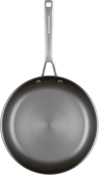 KitchenAid NITRO Carbon Steel Frying Pan/Skillet, Stainless Steel Handle, Compatible with All Cooktops, 10 Inch Open Fry Pan - Black