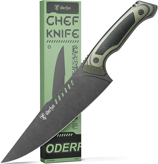 8 Inch Professional Chef Knife - German Steel Blade with G10 Handle & Full-Tang Construction - Outdoor Kitchen & Survival Gyuto Design - Knife For Men