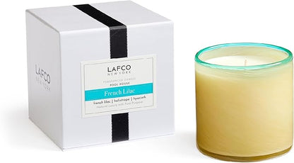 LAFCO New York Signature Candle, French Lilac - 15.5 oz - 90-Hour Burn Time - Reusable, Hand Blown Glass Vessel - Made in The USA