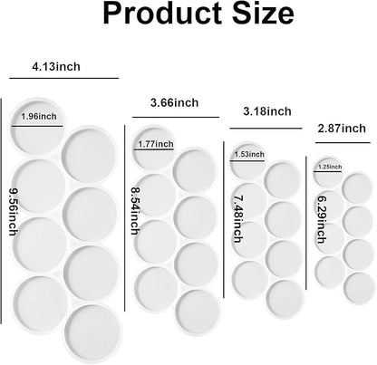 4Pcs 32-Cavity Resin Circle Molds Flat Round Keychain Silicone Mold Earrings Mold, Pendant Silicone Mold for Resin(2in, 1.75in, 1.5in, 1.25in)