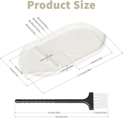 WhiteRhino 4 in 1 Ceramic Garlic Grater with Egg Cracker,Spoon Rest and Herb Stripper, Ginger Grater Plate for Grinding Wasabi Fruits Vegetables Ginger Garlic Cheese(6.76inx3.7in)