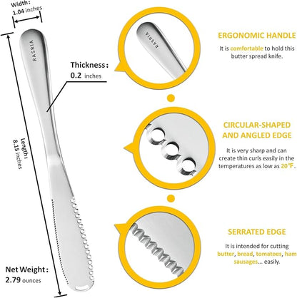 Butter Spreader Knife for Cold Butter above 20℉, Butter Slicer, Butter Curler, Butter Grater, Butter Blade (1 knife)