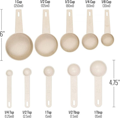Beille 6pc Wheat Straw Kitchen Utensil Set Peeler Cutter Grater Spoons and Cups