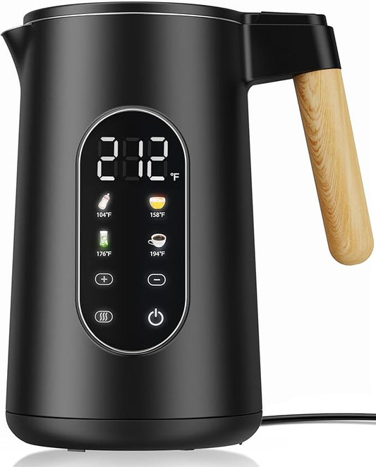 Electric Kettle 1500W Rapid Boil, 1.7L (1.8 Qt) 304 Stainless Steel, BPA-Free | 4 Temperature Presets for Baby Milk, Coffee, Tea | 2-Hour Keep Warm, Cool Touch Exterior