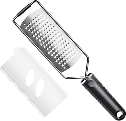 Coarse Grater for Cheese & Vegetables - Non-Slip Grip | Dishwasher Safe Stainless Steel (Black)