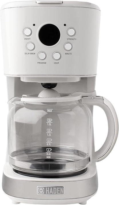 HADEN Coffee Machine, 12 Cup Programmable Drip Coffee Maker, Ivory & Chrome