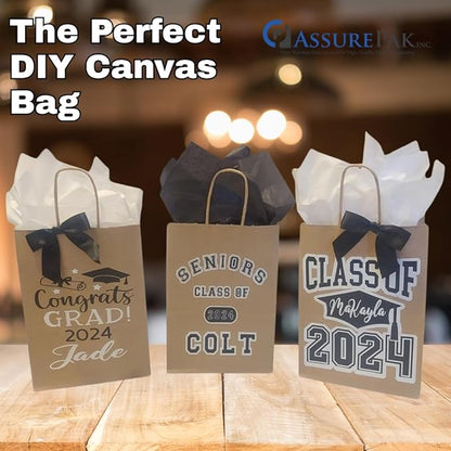 ASSUREPAK DIY Earth Friendly Paper Bags - 10"x6.75"x12" - 250 Bags - 90 GSM - Kraft/Natural - Gift Bags for Decorating & Graduation Parties